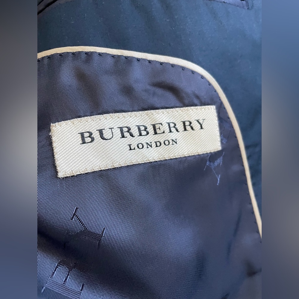 BURBERRY MENS 40 NAVY BLUE One BUTTON SPORT COAT BLAZER - Picture 7 of 12